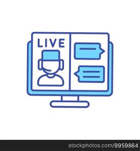 Live online chat with doctor RGB color icon. Patient texting doctor. Internet communication with hospital professional. Clinic support line consultant. Isolated vector illustration. Live online chat with doctor RGB color icon