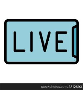 Live phone stream icon. Outline live phone stream vector icon color flat isolated. Live phone stream icon color outline vector