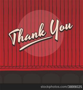 live stage red curtain theme vector art illustration. thank you live stage red curtain