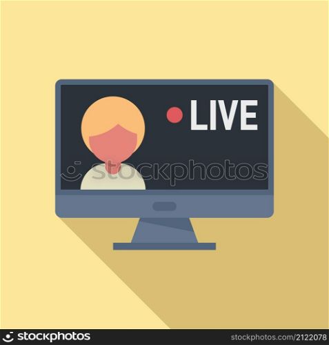 Live stream icon flat vector. Video online. Live air event. Live stream icon flat vector. Video online