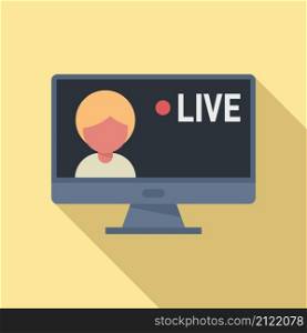 Live stream icon flat vector. Video online. Live air event. Live stream icon flat vector. Video online