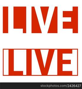 live stream icon in social networks, red letters inform about the live stream