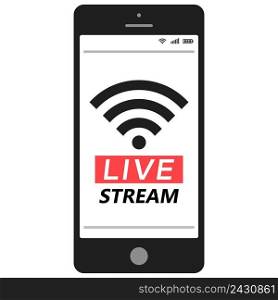 Live stream smartphone Social media Network live streaming, vector smartphone mobile broadcast stream icon logo