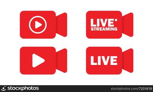 Live streaming icon, vector isolated illustration. Social media web banner. Live streaming icon, vector isolated illustration. Social media web