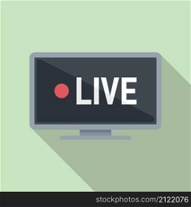 Live tv stream icon flat vector. Online news. Stream music. Live tv stream icon flat vector. Online news
