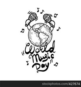 Live world music day concept background. Hand drawn illustration of live world music day vector concept background for web design. Live world music day concept background, hand drawn style