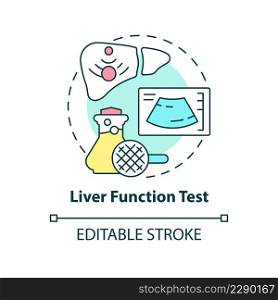 Liver function test concept icon. Laboratory procedure. Diagnostic service abstract idea thin line illustration. Isolated outline drawing. Editable stroke. Arial, Myriad Pro-Bold fonts used. Liver function test concept icon