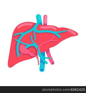 Liver semi flat color vector object. Internal organ. Full sized item on white. Check liver functions. Human organ anatomy. Simple cartoon style illustration for web graphic design and animation. Liver semi flat color vector object