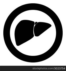 Liver the black color icon in circle or round vector illustration