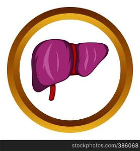Liver vector icon in golden circle, cartoon style isolated on white background. Liver vector icon