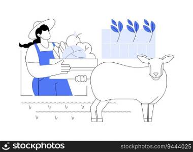 Livestock and crop integration abstract concept vector illustration. Farmer with livestock and crop on ranch, sustainable agriculture, precision agriculture, agroecology idea abstract metaphor.. Livestock and crop integration abstract concept vector illustration.