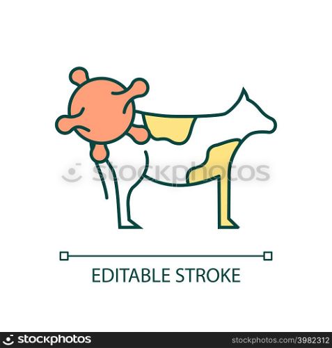 Livestock disease RGB color icon. Domestic animal infection. Farm animal. Agriculture issue. Isolated vector illustration. Simple filled line drawing. Editable stroke. Arial font used. Livestock disease RGB color icon