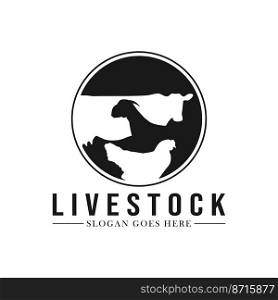 Livestock logo design. Farm animal logo template. Vector illustration concept