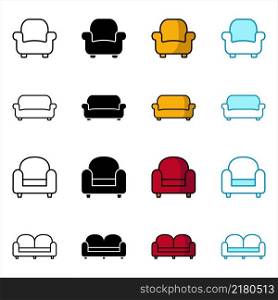 living chair icon set vector design template in white background