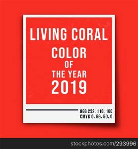 Living coral - color of the year 2019 - photo frame background. Vector illustration.. Living coral - color of the year 2019 - photo frame background