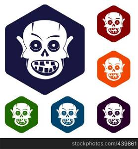 Living dead icons set hexagon isolated vector illustration. Living dead icons set hexagon