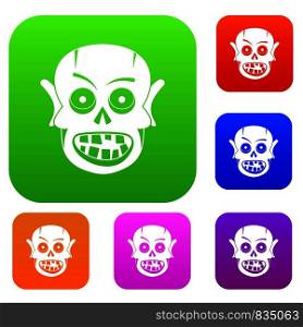 Living dead set icon color in flat style isolated on white. Collection sings vector illustration. Living dead set color collection