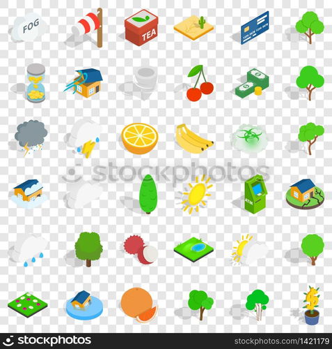 Living icons set. Isometric style of 36 living vector icons for web for any design. Living icons set, isometric style