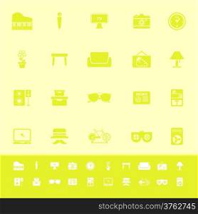 Living room color icons on yellow background, stock vector