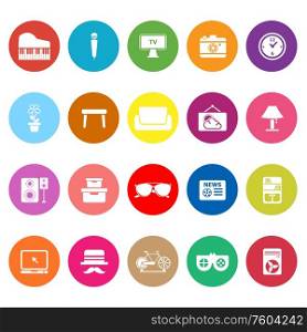 Living room flat icons on white background, stock vector
