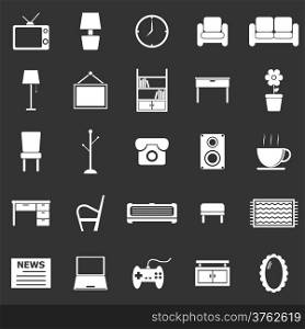 Living room icons on black background, stock vector