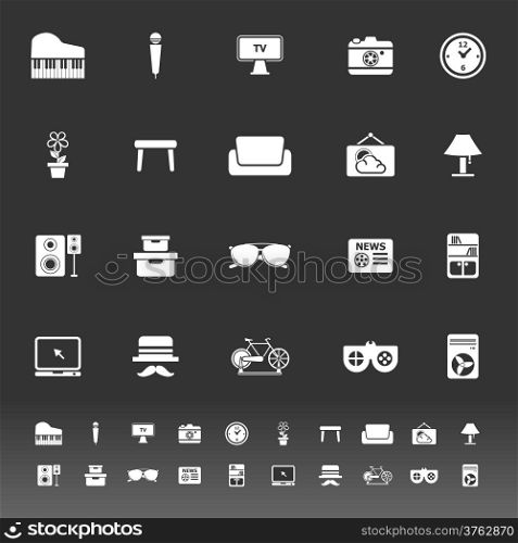 Living room icons on gray background, stock vector