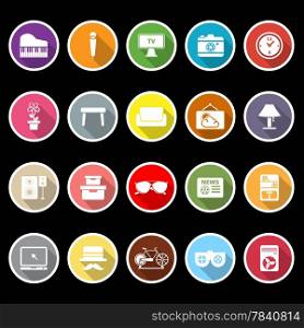Living room icons with long shadow, stock vector