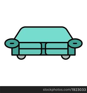 Living room sofa icon. Outline living room sofa vector icon color flat isolated on white. Living room sofa icon color outline vector