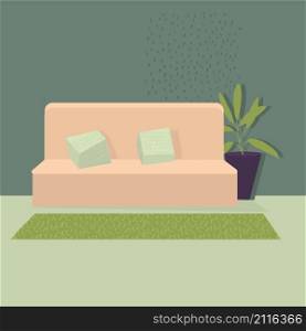 Living room. Sofa with cushions. Vector illustration.. Living room. Sofa with cushions.