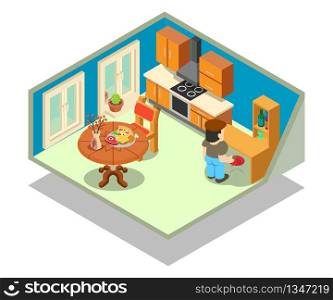 Livingroom concept banner. Isometric banner of livingroom vector concept for web, giftcard and postcard. Livingroom concept banner, isometric style