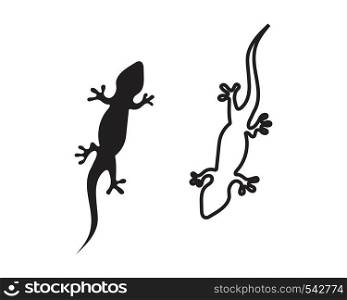 Lizard Chameleon Gecko Silhouette black vector