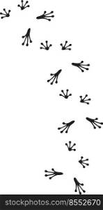 Lizard footprints black and white. Vector illustration.