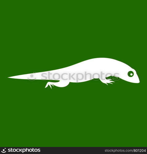 Lizard icon white isolated on green background. Vector illustration. Lizard icon green