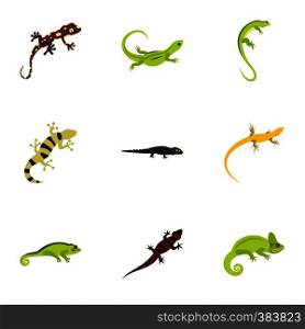 Lizard icons set. Flat illustration of 9 lizard vector icons for web. Lizard icons set, flat style