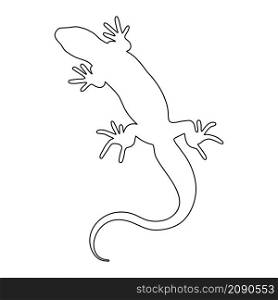 Lizard reptile. Outline silhouette. Design element. Vector illustration isolated on white background. Template for books, stickers, posters, cards, clothes.