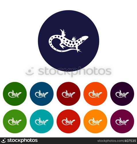 Lizard set icons in different colors isolated on white background. Lizard set icons