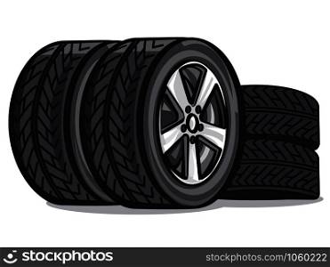 llustration of the car tyres on the white background. car tyres