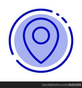 Lo0cation, Map, Pin Blue Dotted Line Line Icon