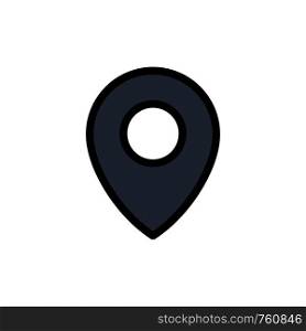 Lo0cation, Map, Pin Flat Color Icon. Vector icon banner Template