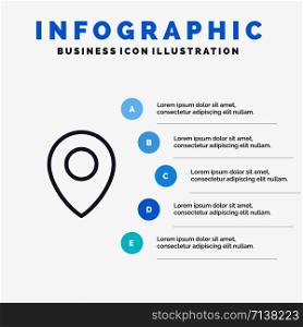 Lo0cation, Map, Pin Line icon with 5 steps presentation infographics Background