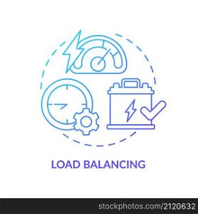 Load balancing blue gradient concept icon. Control energy consumption. Smart grid setting abstract idea thin line illustration. Isolated outline drawing. Roboto-Medium, Myriad Pro-Bold fonts used. Load balancing blue gradient concept icon
