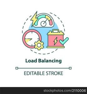 Load balancing concept icon. Control power consumption. Smart grid setting abstract idea thin line illustration. Isolated outline drawing. Editable stroke. Roboto-Medium, Myriad Pro-Bold fonts used. Load balancing concept icon