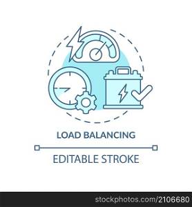 Load balancing turquoise concept icon. Control power consumption. Smart grid abstract idea thin line illustration. Isolated outline drawing. Editable stroke. Roboto-Medium, Myriad Pro-Bold fonts used. Load balancing turquoise concept icon