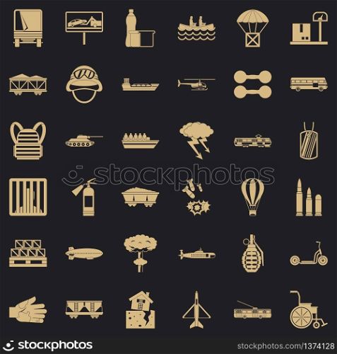 Load icons set. Simple style of 36 load vector icons for web for any design. Load icons set, simple style