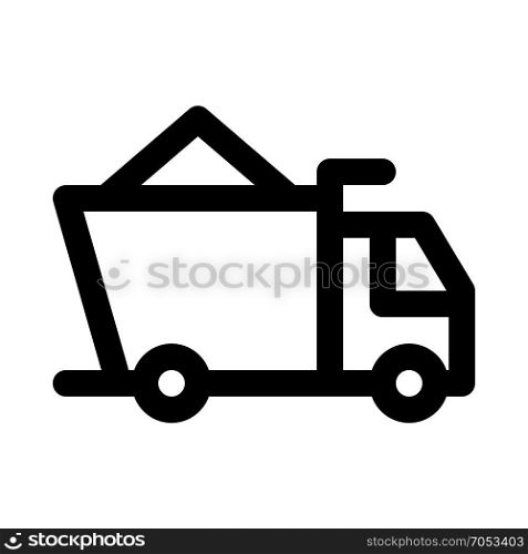 loaded dump truck icon on isolated background