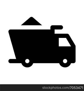 loaded dump truck icon on isolated background