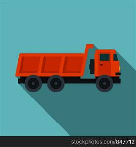 Loaded farm truck icon. Flat illustration of loaded farm truck vector icon for web design. Loaded farm truck icon, flat style