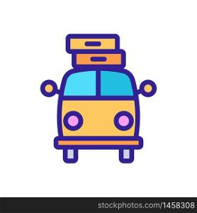 loaded with suitcases up bus front view icon vector. loaded with suitcases up bus front view sign. color symbol illustration. loaded with suitcases up bus front view icon vector outline illustration
