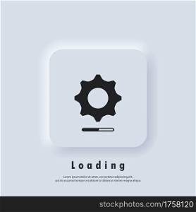 Loading and gear icon. Loading process. Progress bar icon. System software update. Update system icon. Concept of upgrade application progress icon.