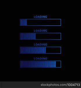 Loading bar icon set in gradient. Vector. Loading bar icon set